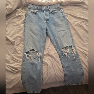 Agolde Sky Blue Riley, High-rise Boyfriend Jeans, Size 26, 25" Inseam